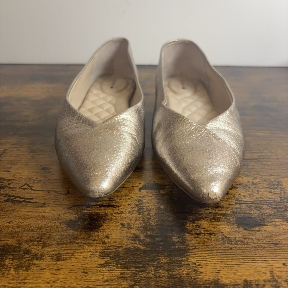 Birdies Goldfinch Leather Flats Womens 7.5 Champagne Metallic Gold Classic - Picture 5 of 11